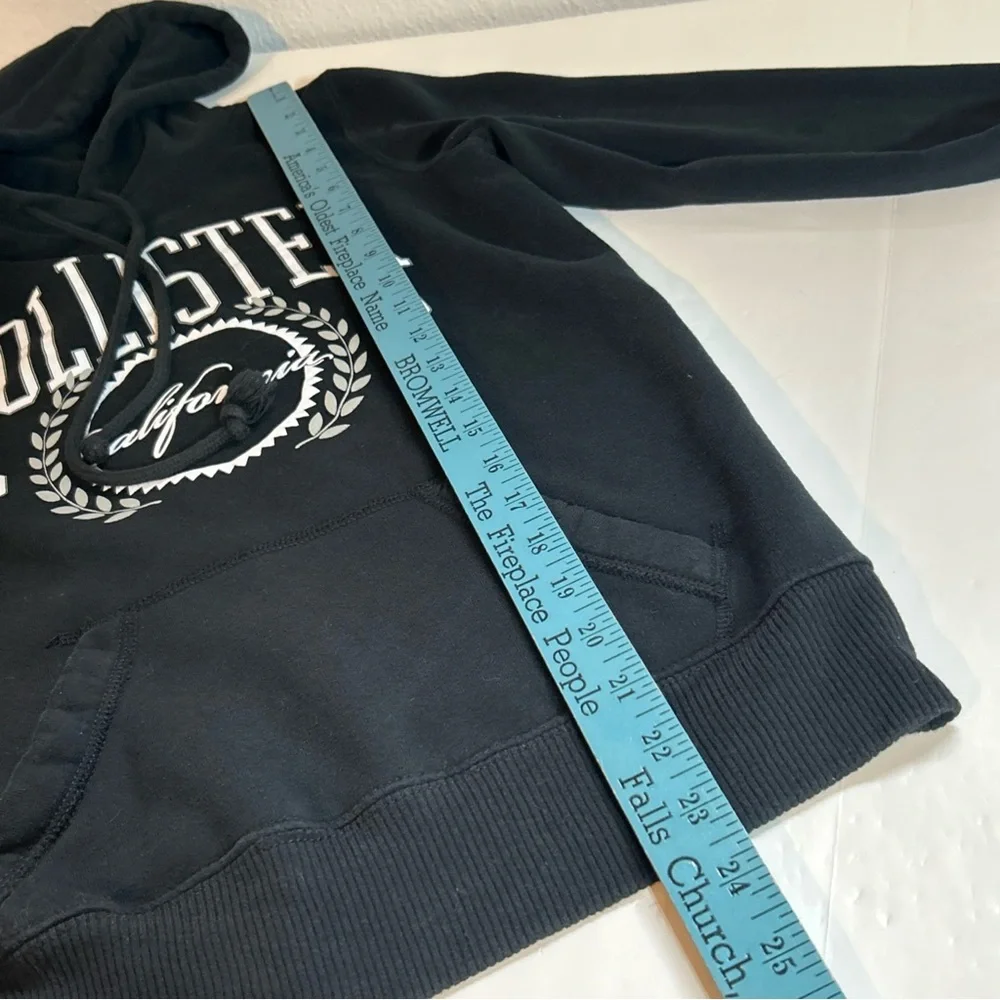 Hollister California Black Hoodie Size XS White And Gray Graphics